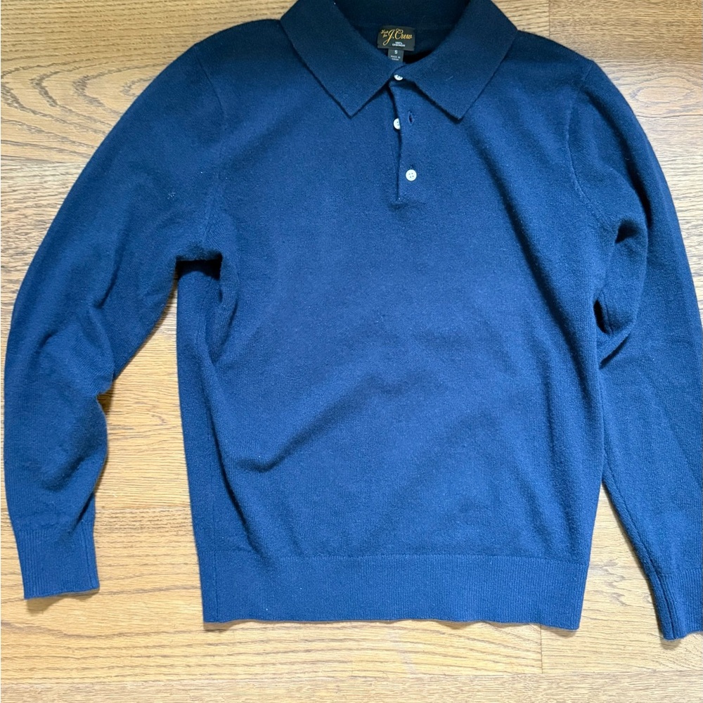 J. Crew Blue Cashmere Polo Shirt Classic Design